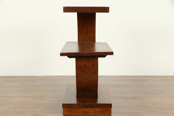 Modern Three Tier Wood End Table or Nightstand – Stylish Brown Wooden Furniture – Contemporary Side Table with Open Shelves – Unique Semi-Circle Design – Living Room or Bedroom Use - Image 7