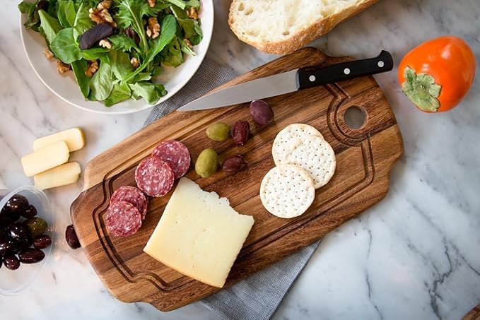 Brown Wooden Round Chopping Board – Durable Natural Wood Cutting Board for Kitchen and Food Preparation - Image 2