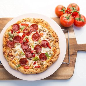 Natural mango wood chopping board with handle, 18x10.5 inch durable wooden cutting and serving board.